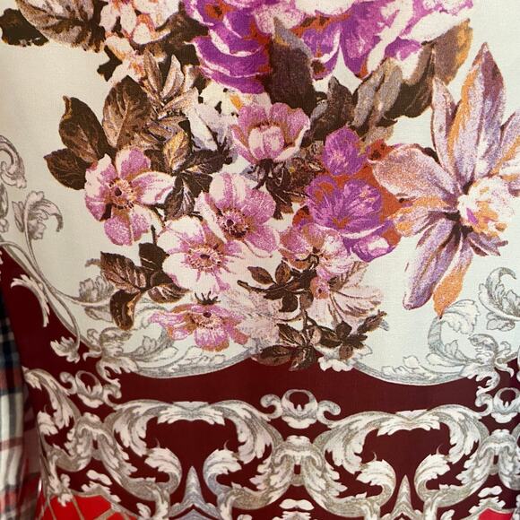 Aratta Silent Journey Mixed Print Flannel Chiffon Button Up Shirt Boho Size MED - Picture 10 of 15